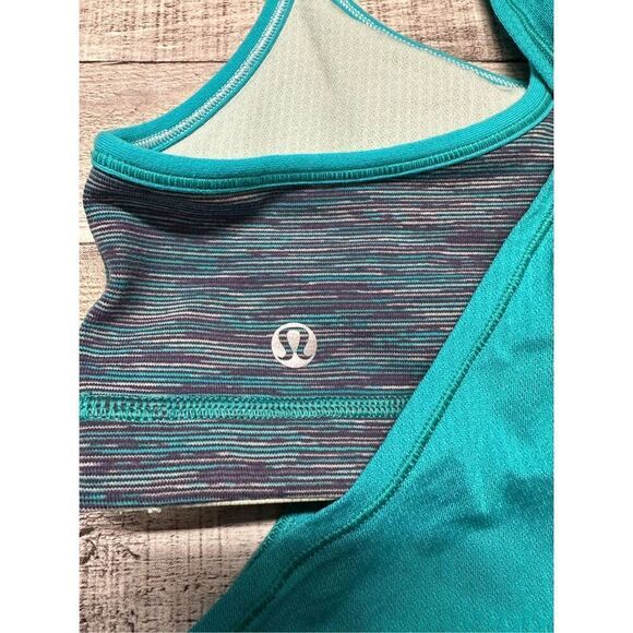 Size 6 Lululemon No Limits Tank Blue Tropics / Wee Are From Space Blue Tropics - Picture 8 of 11